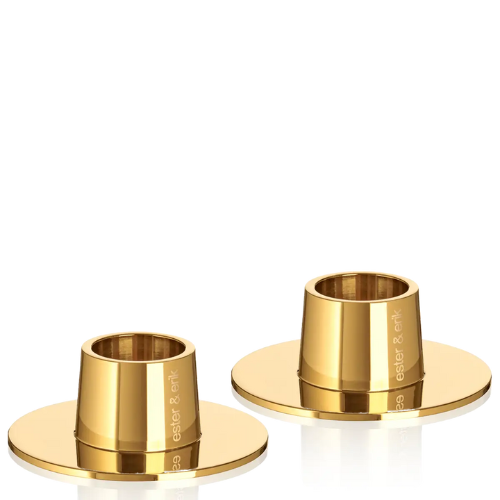 ester &amp; erik - Kerzenhalter für Spitzkerzen - gold glänzend - medium Ø 6 cm (2er Set)