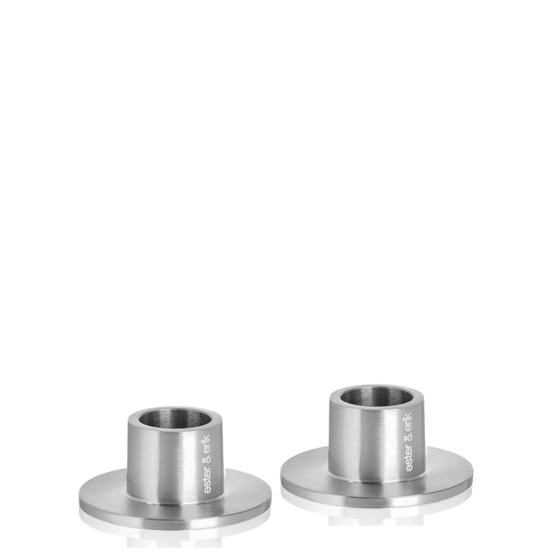Ester &amp; Erik Kerzenhalter Spitzkerzen schmal klein silber matt 4 cm