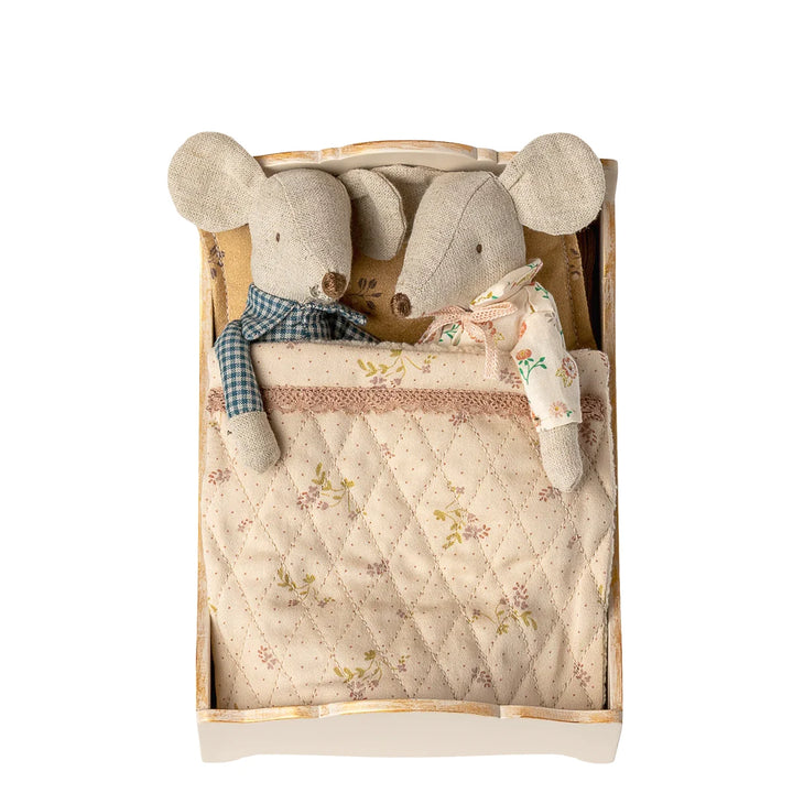 Maileg Bett Maus creme weiß Holz Große Schwester Großer Bruder 11-5004-00