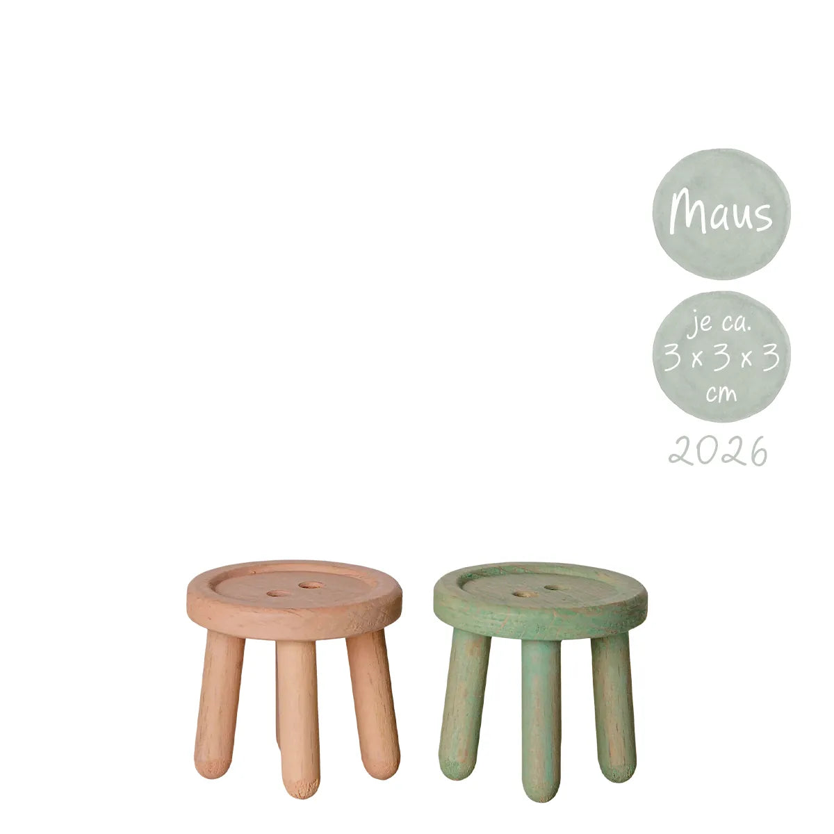 Maileg Hocker Set Maus rosa helle Minze 11-6003-01