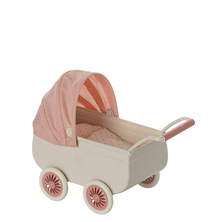 Maileg Kinderwagen Maus Koralle Weiß 11-5103-01