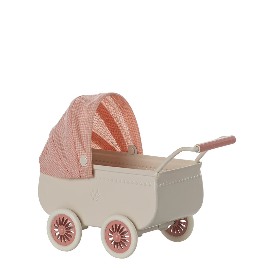 Maileg Kinderwagen Maus Koralle Weiß 11-5103-01