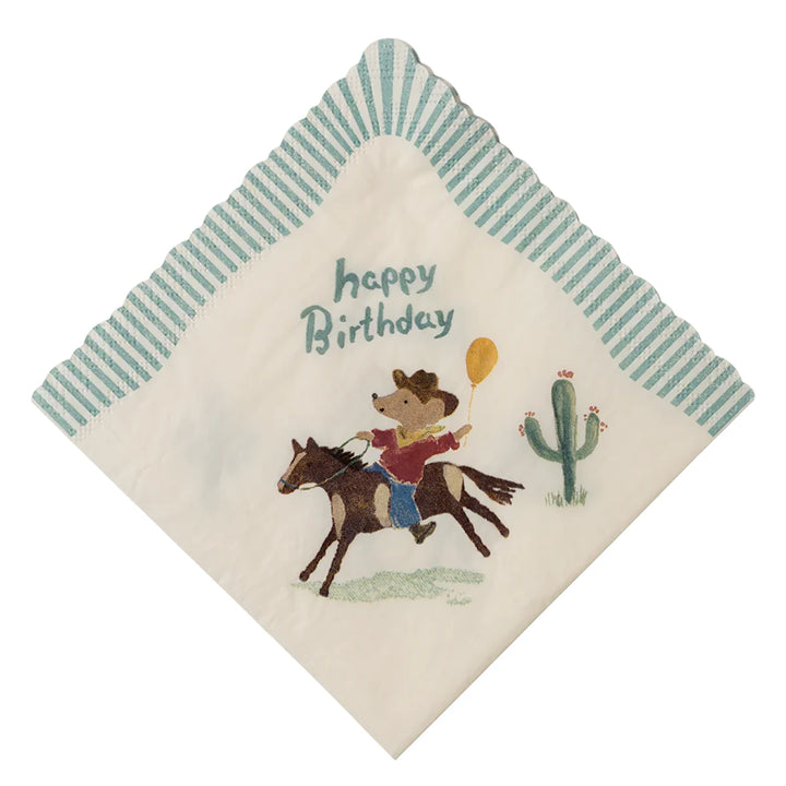 Maileg Serviette Happy Birthday Cowboy Maus Pony 15-5300-00