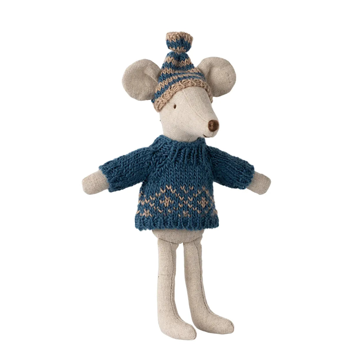 Maileg Strickpullover Mütze Papa Maus blau 17-4307-00