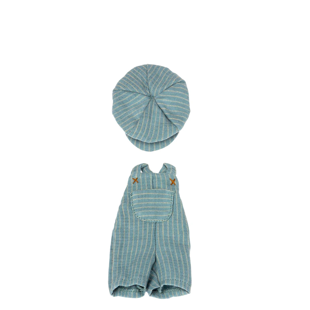 Maileg Kleidung Teddy Junior Kind Overall Mütze blau 16-1828-00