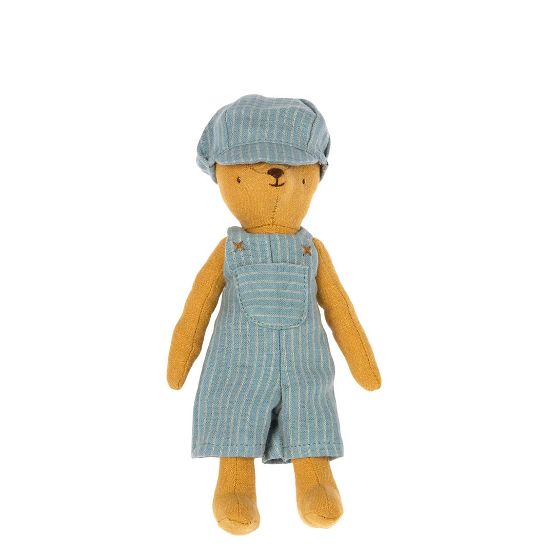 Maileg Kleidung Teddy Junior Kind Overall Mütze blau 16-1828-00
