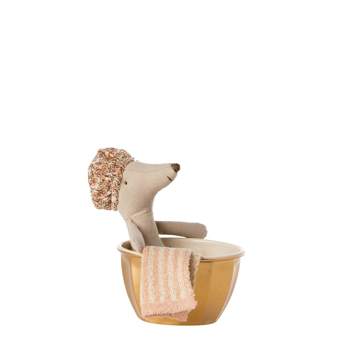 Maileg Wellnessmaus große Schwester rosa Badewanne gold 17-3210-00