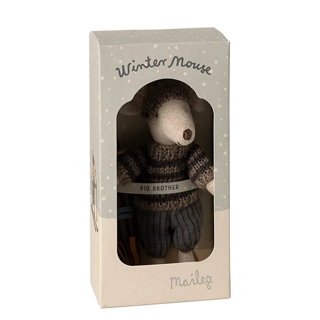 Maileg Wintermaus Skiset Großer Bruder grau Verpackung 17-4211-00