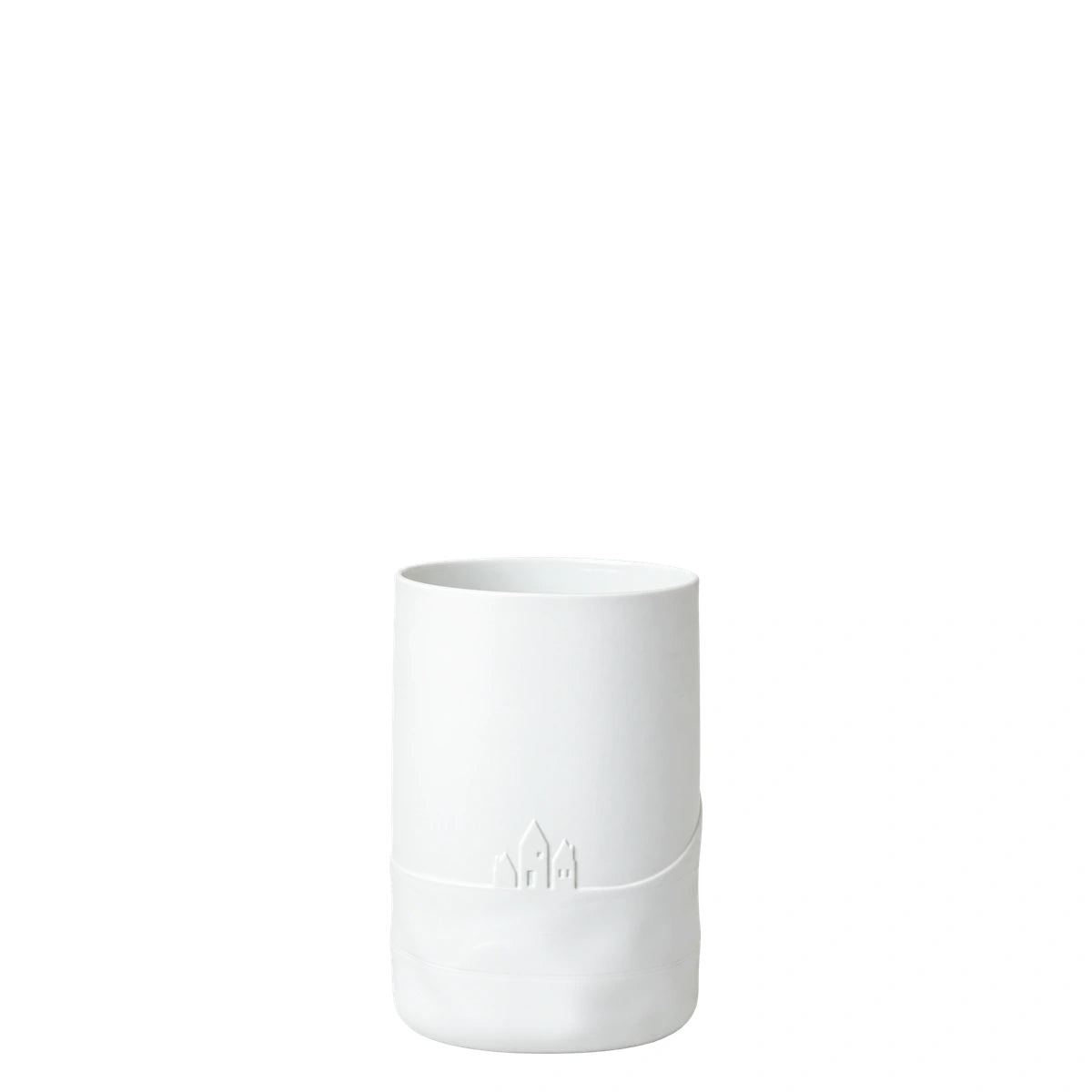 Räder Schneetag Vase Hundeschlitten 0092546 – Rückansicht mit Häusern und Schneelandschaft im Relief