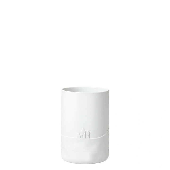 Räder Schneetag Vase Hundeschlitten 0092546 – Rückansicht mit Häusern und Schneelandschaft im Relief