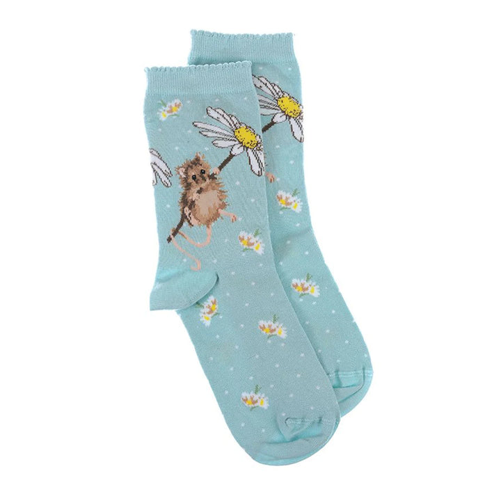 Wrendale Design Socken Maus Gänseblümchen sock011