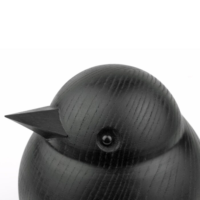 Holzfigur Spatz schwarz