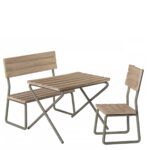 Maileg Gartenset 11-1113-00 Tisch, Stühle & Bank für Hasen, Teddys und Rehe