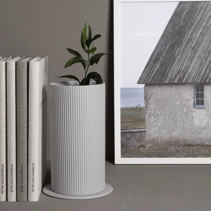 Storefactory Vase Ede hellgrau geriffelt