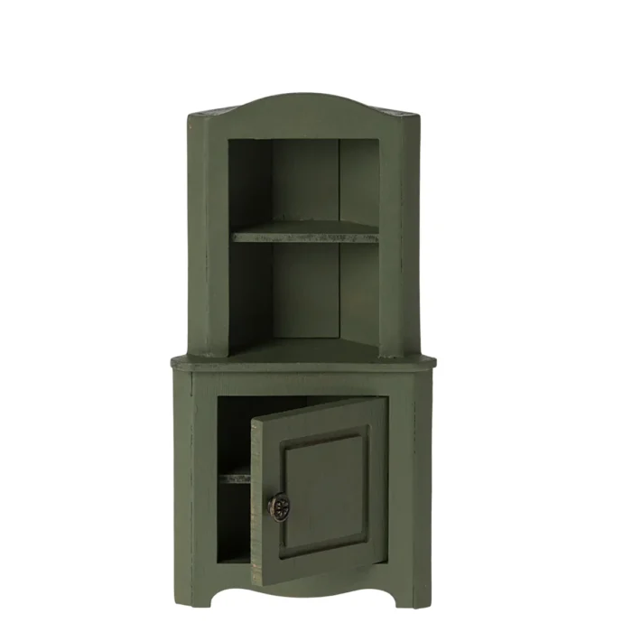 Maileg Eckschrank Maus dunkelgrün geöffnet 11-4002-01