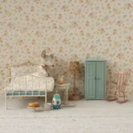 Maileg Bett Maus off white Wecker gelb