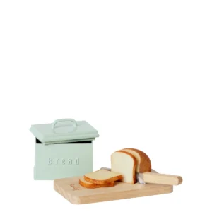 Maileg Miniatur Brotbox mint Schneidebrett Brot Messer 11-1308-00