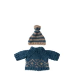 Maileg Strickpullover Mütze Papa Maus blau 17-4307-00