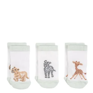 Babysocken Geschenk Geburt Löwe Zebra Giraffe Wrendale Designs