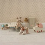Maileg Kinderwagen Maus Koralle Weiß 11-5103-01