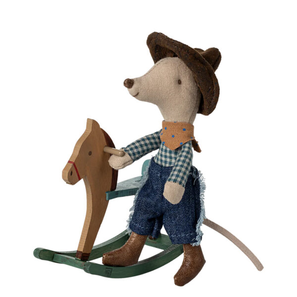 Maileg Cowboy Maus auf Schaukelpferd, Kleiner Bruder