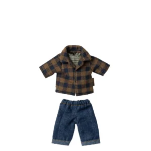 Maileg Kleidung Papa Maus braun kariertes Hemd Hose 17-5310-00
