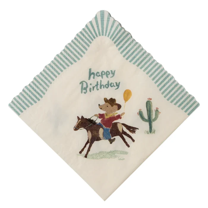 Maileg Serviette Happy Birthday Cowboy Maus Pony 15-5300-00