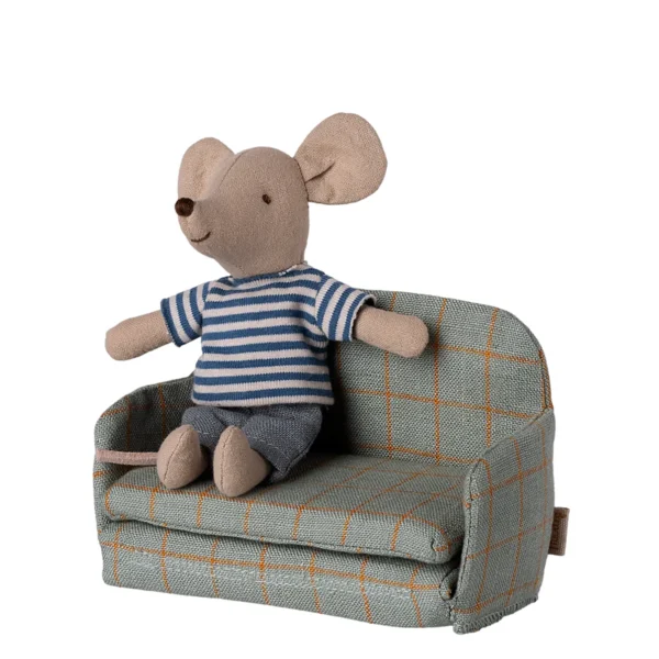 Maileg Schlafsofa Maus Kariert Blau Grün 11-5410-00