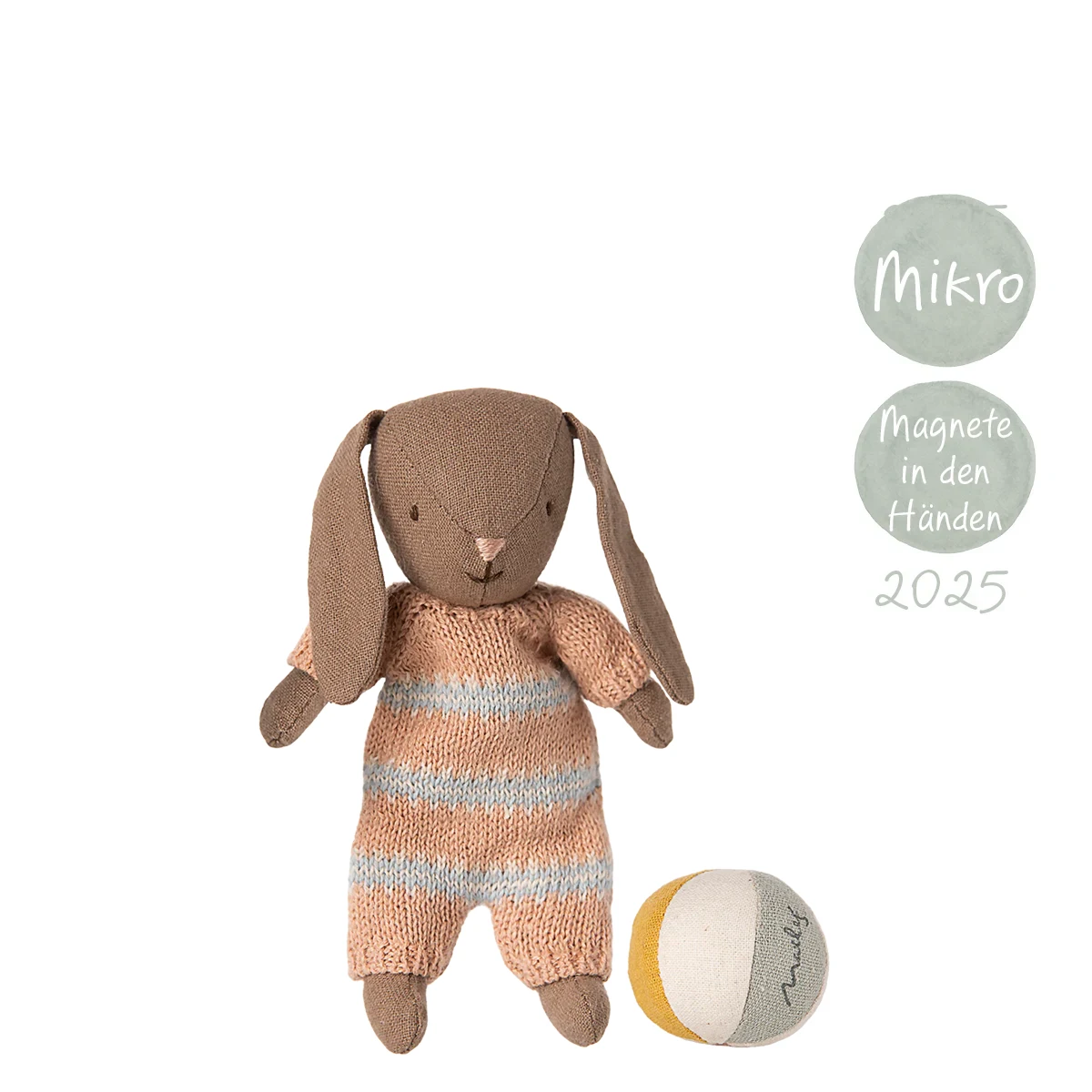maileg-hase-mikro-set-braun-rosa-ball Maileg Hase Mikro Set Braun rosa Ball