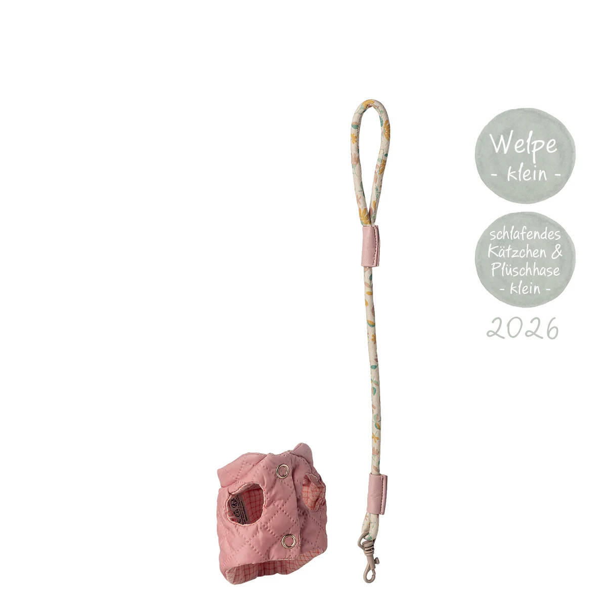 Maileg Haustierhalsband und Leine – Rosa