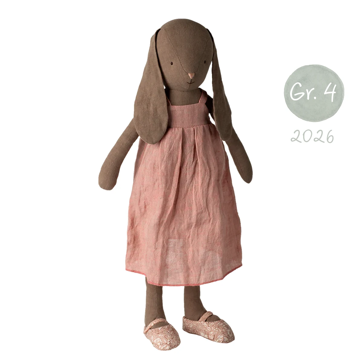 Maileg Hase Größe 4 – Braun, Kleid und Schuhe