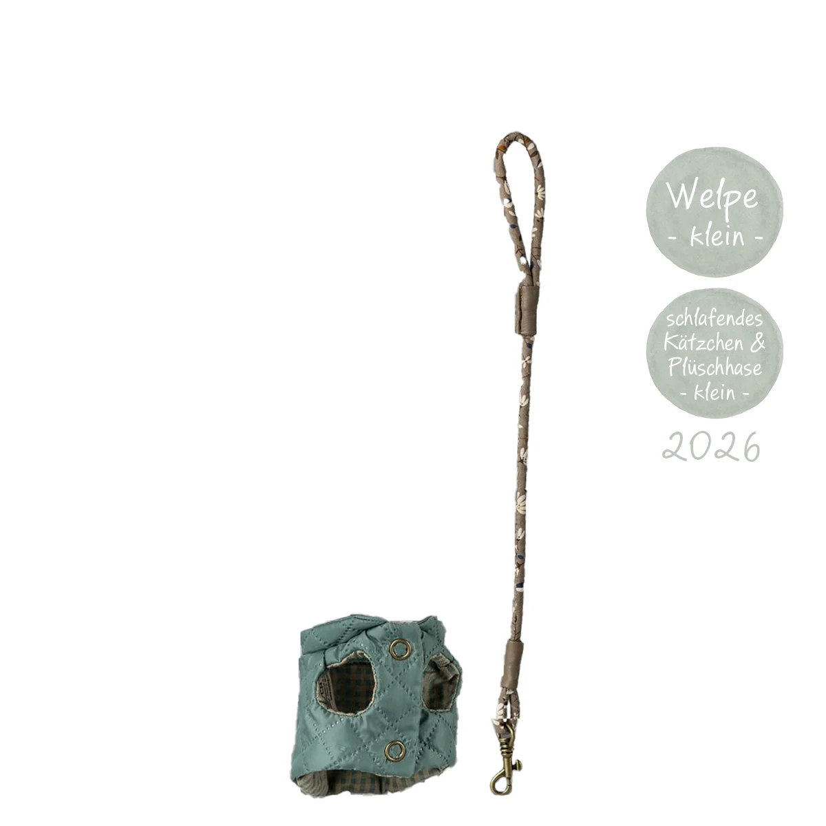 Maileg Haustierhalsband und Leine – Dunkle Minze